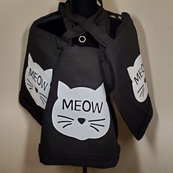 Black Canvas Graphic Meow Tote Bags 🐈 😻 - Picture 4 of 10